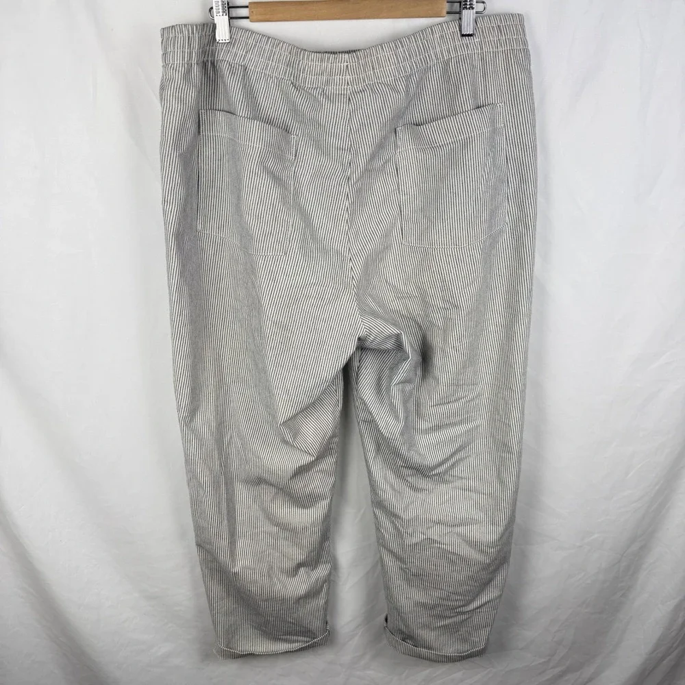 Uniqlo Men's Striped Drawstring Seersucker Wide Leg Relaxed Pants Ankle Trousers